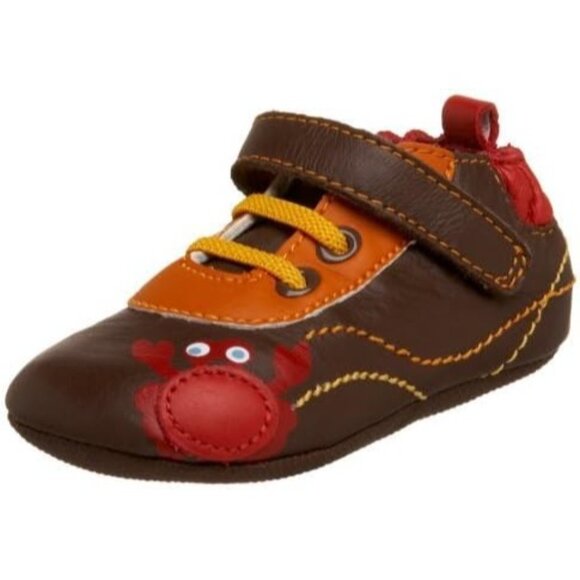 New Baby Robeez Mini Shoez Crab Slip On Brown Leather Shoe Size 3 6-9 Months - Picture 1 of 7